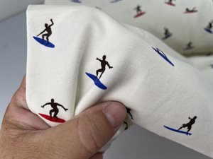 Bomuldsjersey - med surfere 